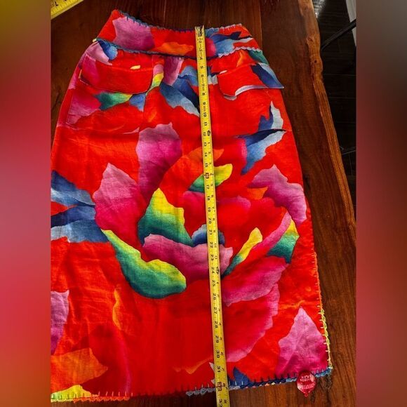 Farm Rio Hombre Chita floral linen midi Aline skirt w/crocheted details sz S NWT - Picture 11 of 14